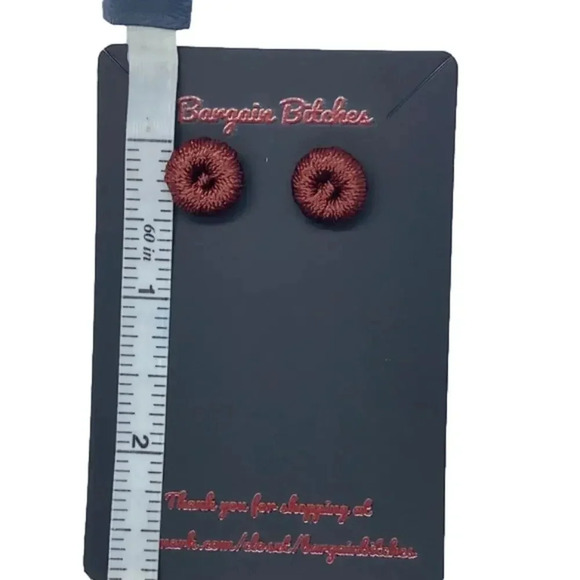 New fall earrings brown red crochet button stud earrings retro style earrings - Picture 3 of 4